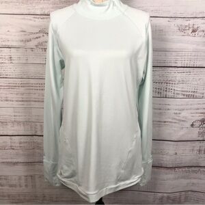 Athleta mock neck‎ mint long sleeve size large thumb holes popover workout top